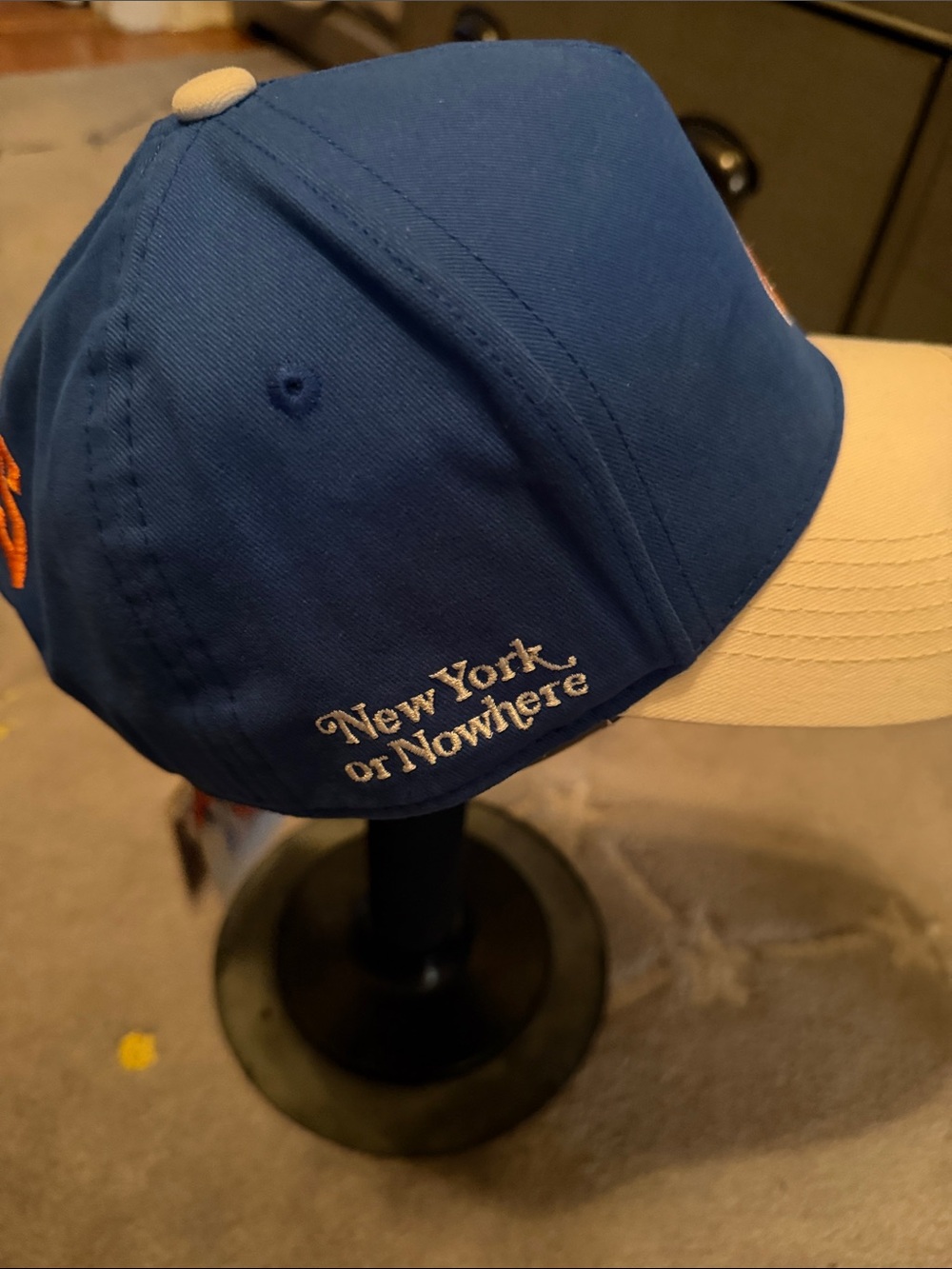 Blue and White NEW YORK OR NOWHERE x Knocks Baseball Cap with Basketball Smiley - Picture 3 of 5